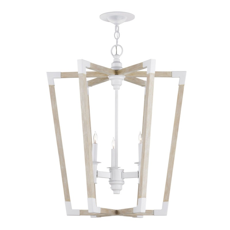 【CURREY】アメリカ・ランタンペンダントライト 3灯「Bastian」ナチュラル（φ597×H736mm）