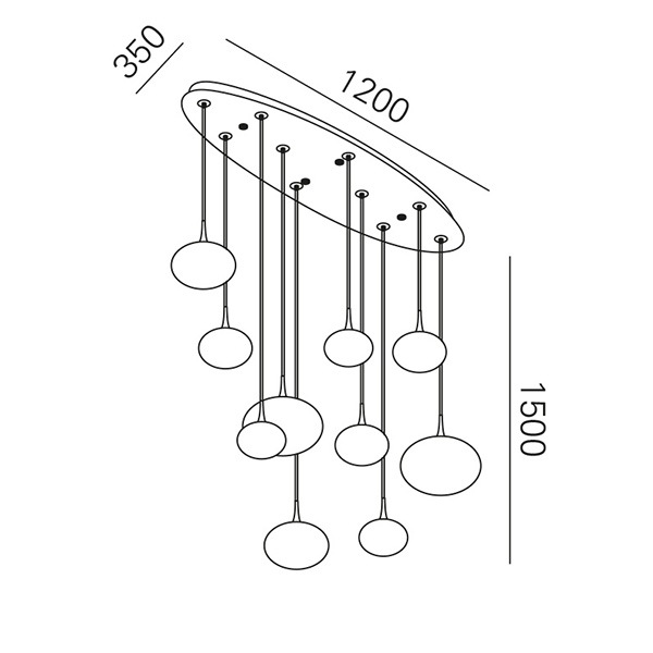 【MARETTI】オランダ・ペンダントライト「PARADISO」ラウンド　10灯  Opaque（W1200×D350×H1500mm）