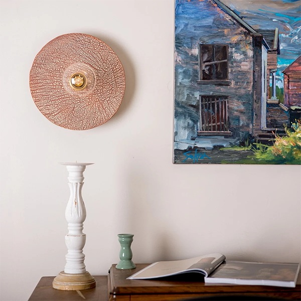 【Mullan】アイルランド・「Bog Oak」オーガニックセラミックディスクウォールライト1灯・Blue Earth(φ280×D100mm)