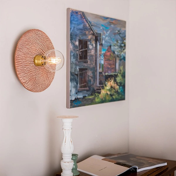 【Mullan】アイルランド・「Bog Oak」オーガニックセラミックディスクウォールライト1灯・Blue Earth(φ280×D100mm)