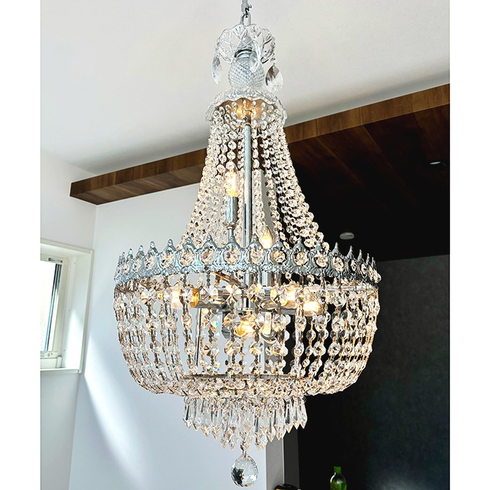 【ALABASTER】エンパイア型クリスタルシャンデリア 8灯 ゴールドorクローム(W425×H760mm)