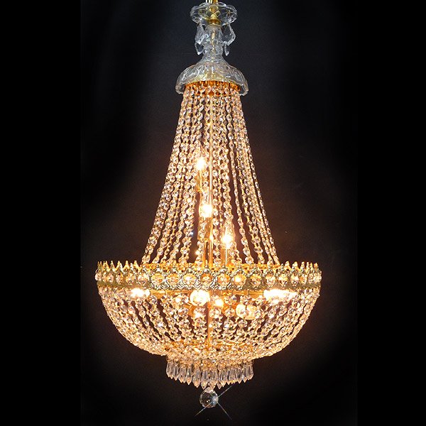 【ALABASTER】エンパイア型クリスタルシャンデリア 8灯 ゴールドorクローム(W425×H760mm)