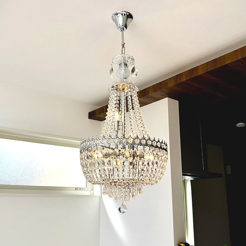 【ALABASTER】エンパイア型クリスタルシャンデリア 8灯 ゴールドorクローム(W425×H760mm)