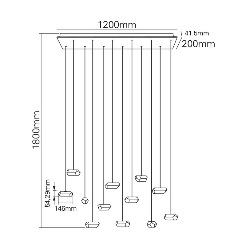 【MARETTI】オランダ・シーリングライト「CERVATTO」（W1200×D200×H1800mm）