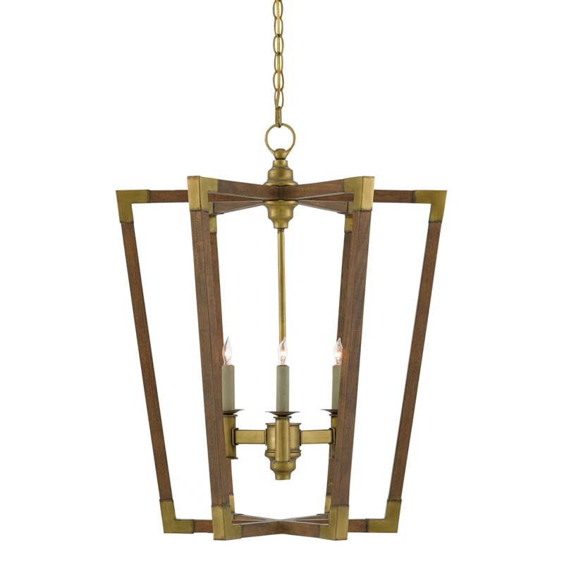 【CURREY】アメリカ・ランタンペンダントライト 3灯「Bastian」ブラウン(φ597×H736mm)