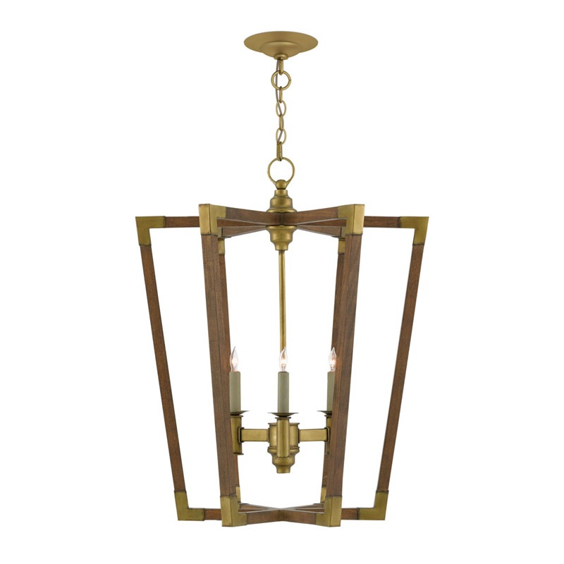 【CURREY】アメリカ・ランタンペンダントライト 3灯「Bastian」ブラウン(φ597×H736mm)