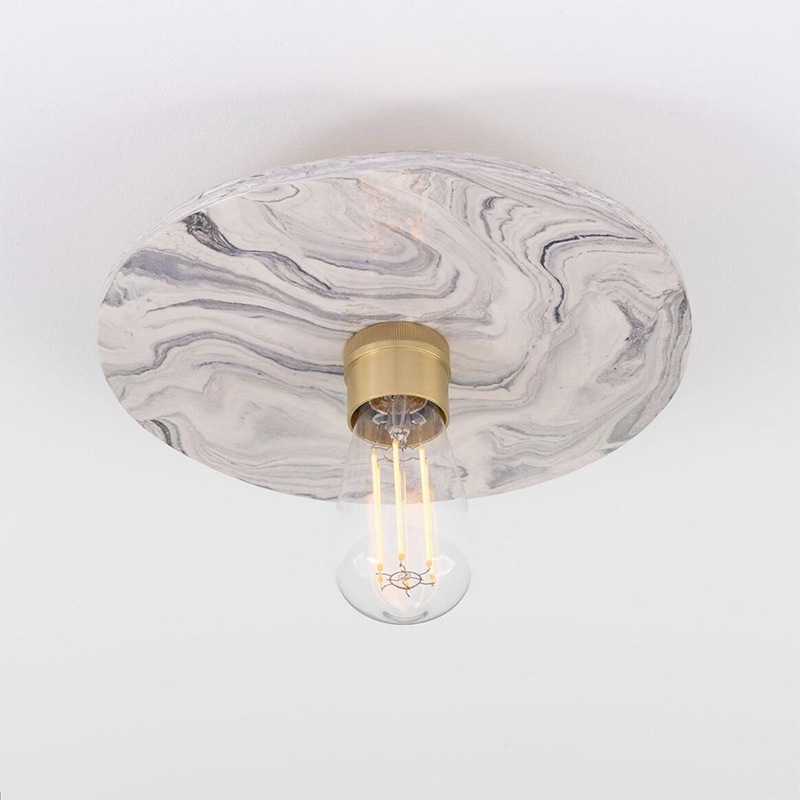 【Mullan】アイルランド「Bog Oak-Marbled Ceramic」ディスクシーリングライト 1灯 マーブル（φ280×Ｄ100mm）