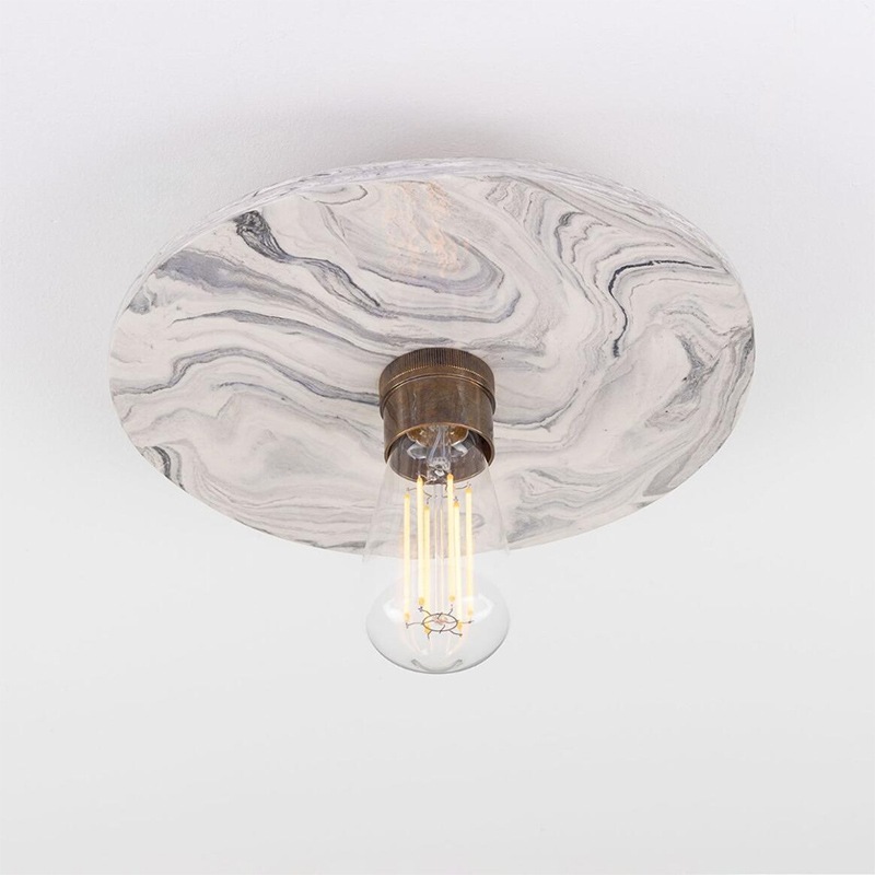 【Mullan】アイルランド「Bog Oak-Marbled Ceramic」ディスクシーリングライト 1灯 マーブル（φ280×Ｄ100mm）