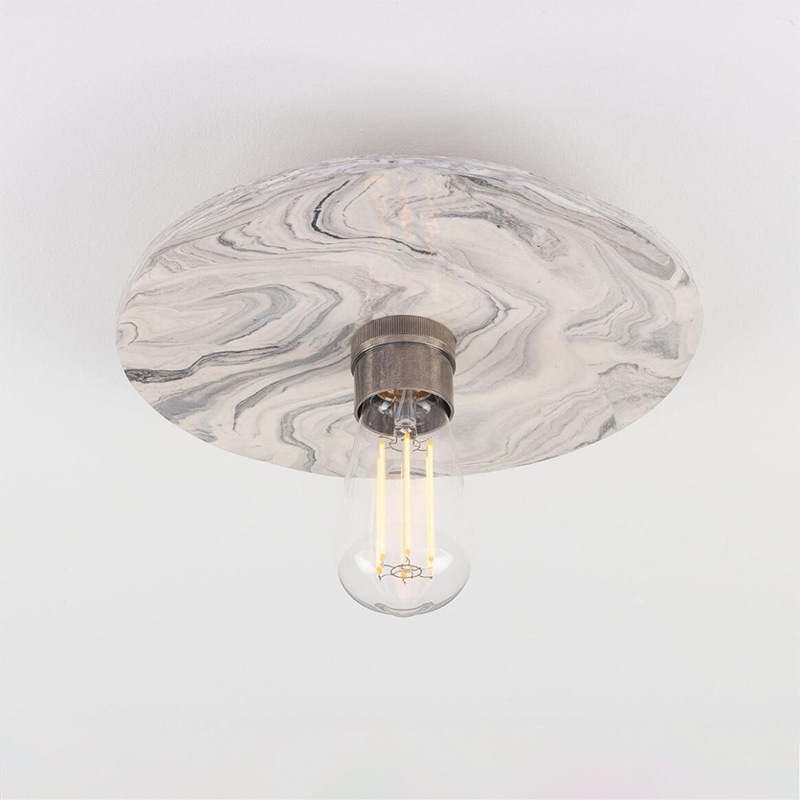 【Mullan】アイルランド「Bog Oak-Marbled Ceramic」ディスクシーリングライト 1灯 マーブル（φ280×Ｄ100mm）