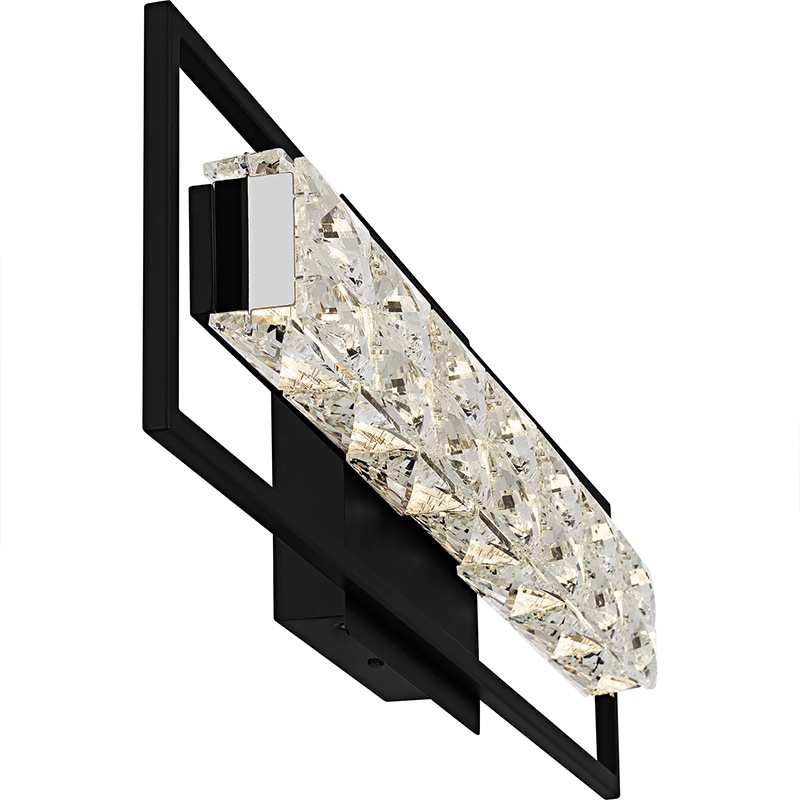 【QUOIZEL】アメリカ・デザイン照明 LED・クリスタルウォールライト「Dazzle」ブラック（W600×D80×H180mm）
