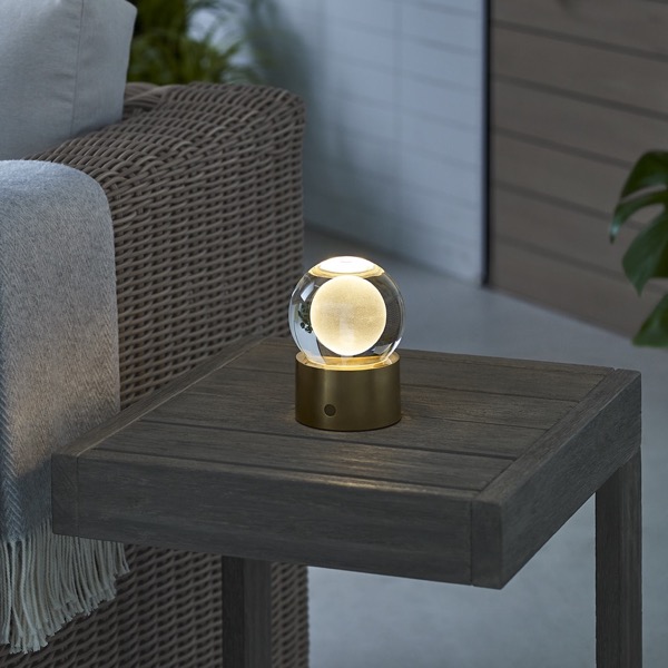 【TECH LIGHTING】アメリカ・テーブルライト「Mina Accent Rechargeable Table Lamp」ゴールド（W102×D102×H140mm）