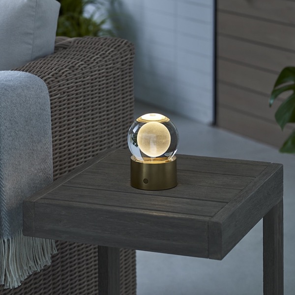【TECH LIGHTING】アメリカ・テーブルライト「Mina Accent Rechargeable Table Lamp」ゴールド（W102×D102×H140mm）