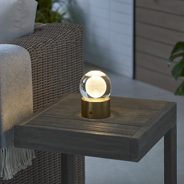 【TECH LIGHTING】アメリカ・テーブルライト「Mina Accent Rechargeable Table Lamp」ゴールド（W102×D102×H140mm）