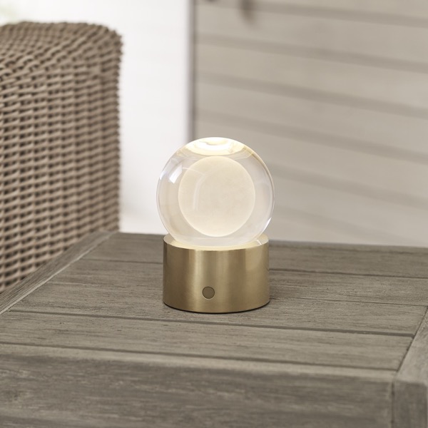 【TECH LIGHTING】アメリカ・テーブルライト「Mina Accent Rechargeable Table Lamp」ゴールド（W102×D102×H140mm）