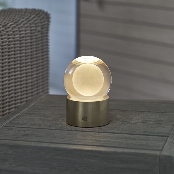 【TECH LIGHTING】アメリカ・テーブルライト「Mina Accent Rechargeable Table Lamp」ゴールド（W102×D102×H140mm）