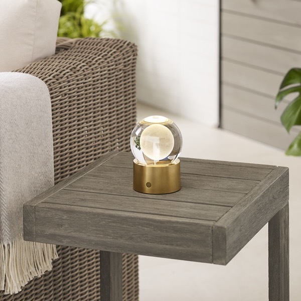 【TECH LIGHTING】アメリカ・テーブルライト「Mina Accent Rechargeable Table Lamp」ゴールド（W102×D102×H140mm）