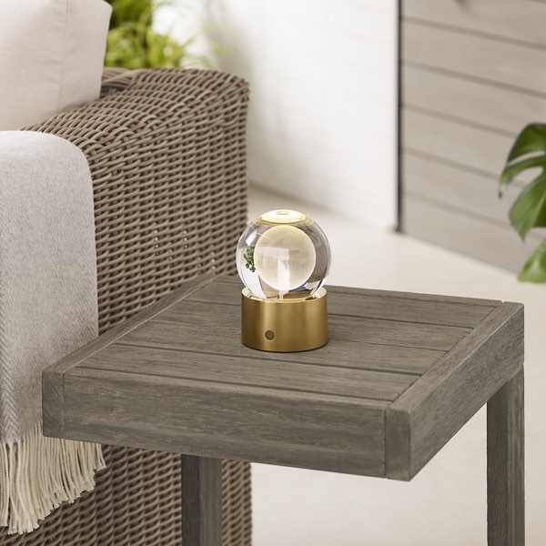 【TECH LIGHTING】アメリカ・テーブルライト「Mina Accent Rechargeable Table Lamp」ゴールド（W102×D102×H140mm）