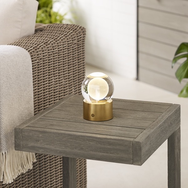 【TECH LIGHTING】アメリカ・テーブルライト「Mina Accent Rechargeable Table Lamp」ゴールド（W102×D102×H140mm）