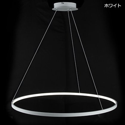 フープ型モダンシャンデリア1灯 ブラックorホワイト(φ800×H1500mm)