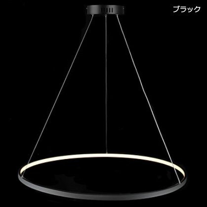 フープ型モダンシャンデリア1灯 ブラックorホワイト(φ800×H1500mm)