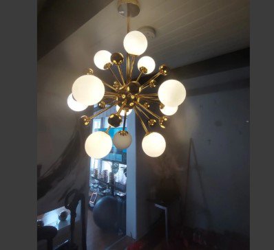 スプートニクガラスボールデザイン照明 11/12/18灯 ゴールド