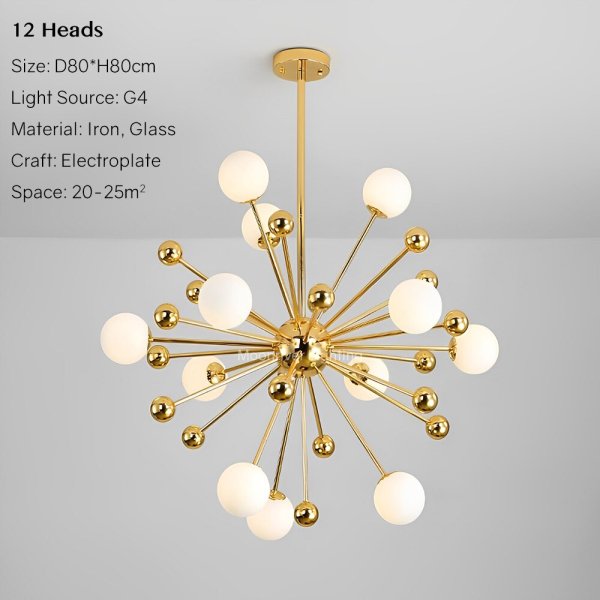 スプートニクガラスボールデザイン照明 11/12/18灯 ゴールド