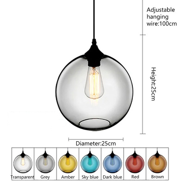 【リーズナブル】北欧スタイル ペンダントライト1灯  7カラー (W250×H250mm)
