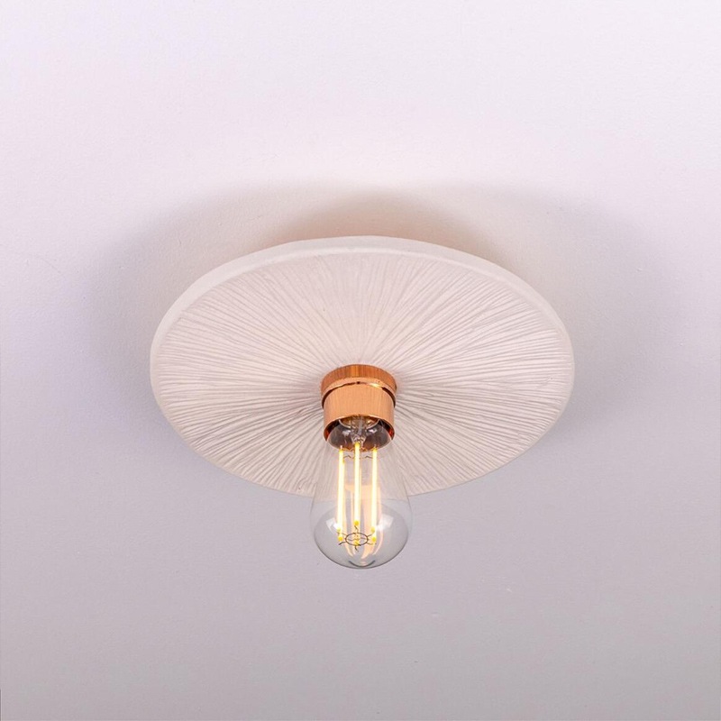 【Mullan】アイルランド「Bog Oak-Organic Ceramic」ディスクシーリングライト 1灯 マットホワイト（φ280×Ｄ100mm）