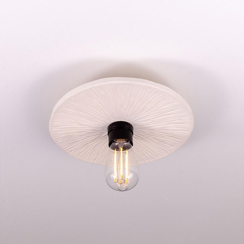 【Mullan】アイルランド「Bog Oak-Organic Ceramic」ディスクシーリングライト 1灯 マットホワイト（φ280×Ｄ100mm）