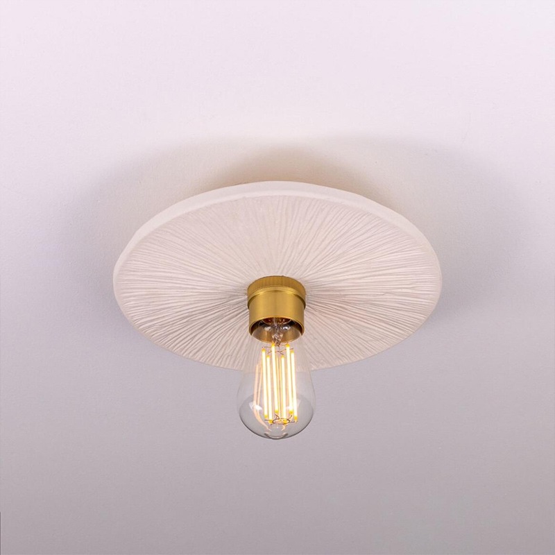 【Mullan】アイルランド「Bog Oak-Organic Ceramic」ディスクシーリングライト 1灯 マットホワイト（φ280×Ｄ100mm）