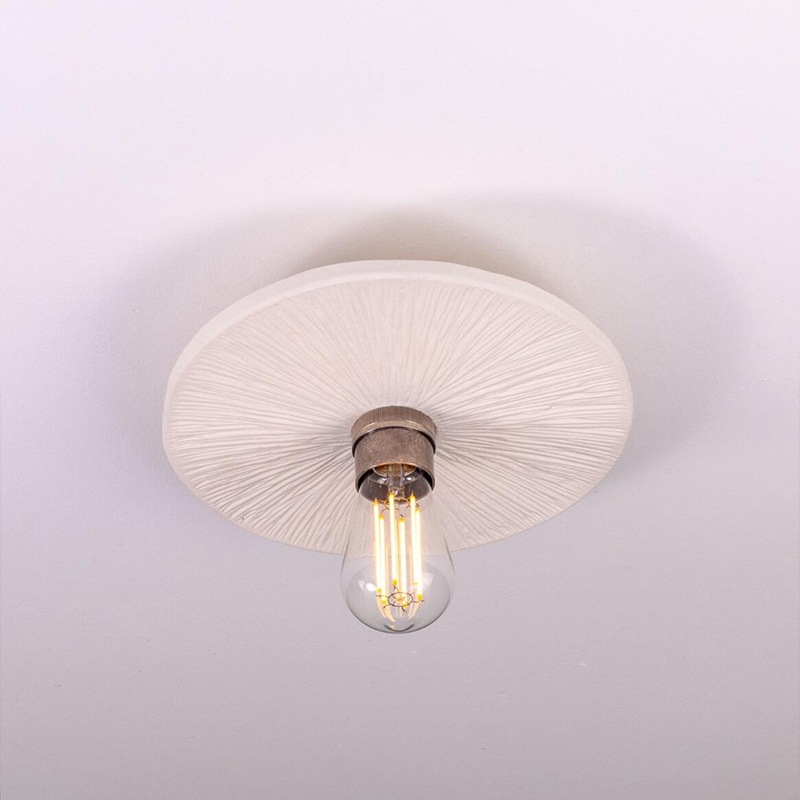 【Mullan】アイルランド「Bog Oak-Organic Ceramic」ディスクシーリングライト 1灯 マットホワイト（φ280×Ｄ100mm）