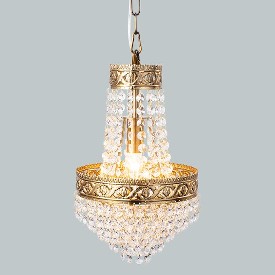 エンパイア型ミニシャンデリア1灯・ゴールド(φ210×H330mm)