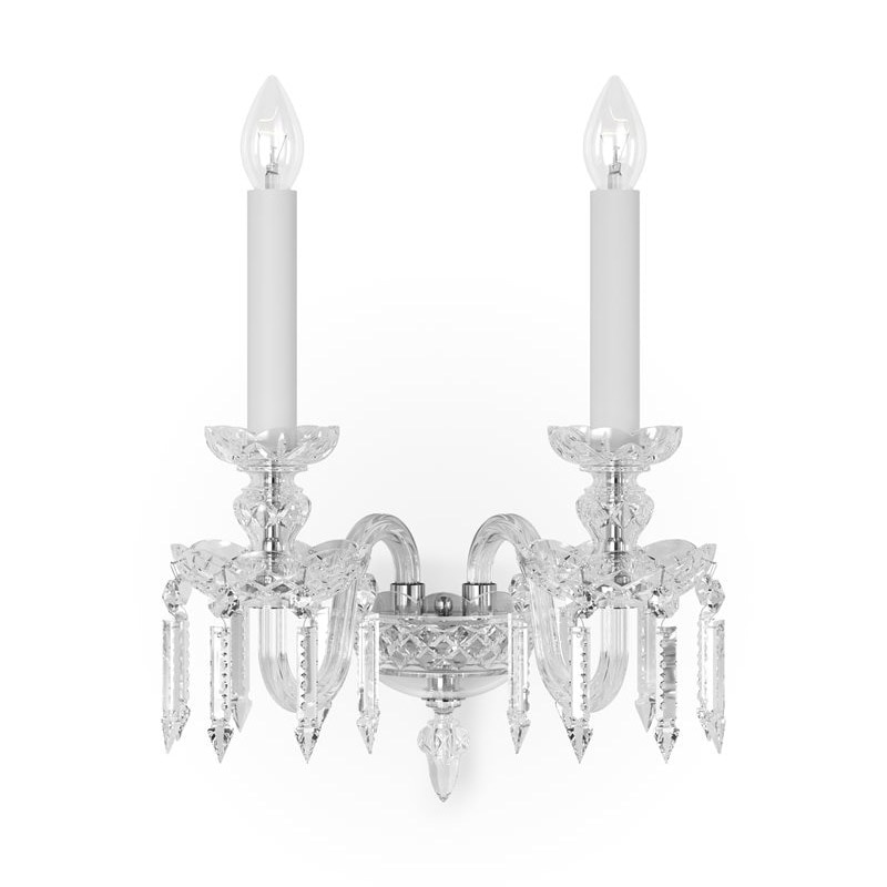 【Preciosa】「Rudolf S」クリスタルウォールライト 2灯 クローム(W320×D210×H380mm)