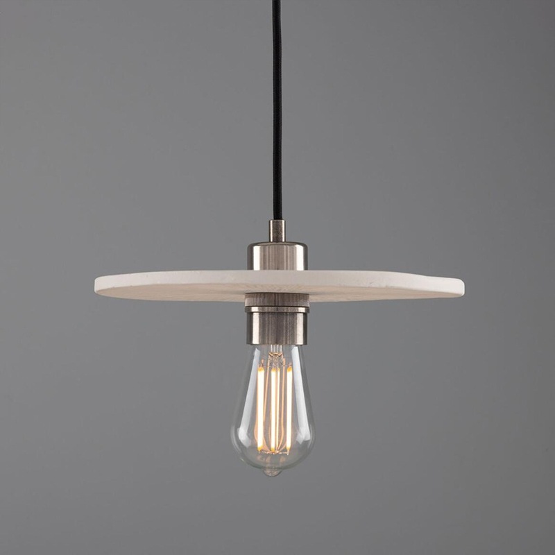 【Mullan】アイルランド「Bog Oak-Organic Ceramic」ディスクペンダントライト 1灯 マットホワイト(φ280×H85mm)
