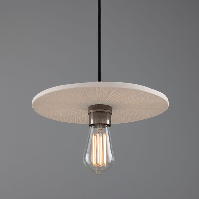 【Mullan】アイルランド「Bog Oak-Organic Ceramic」ディスクペンダントライト 1灯 マットホワイト(φ280×H85mm)