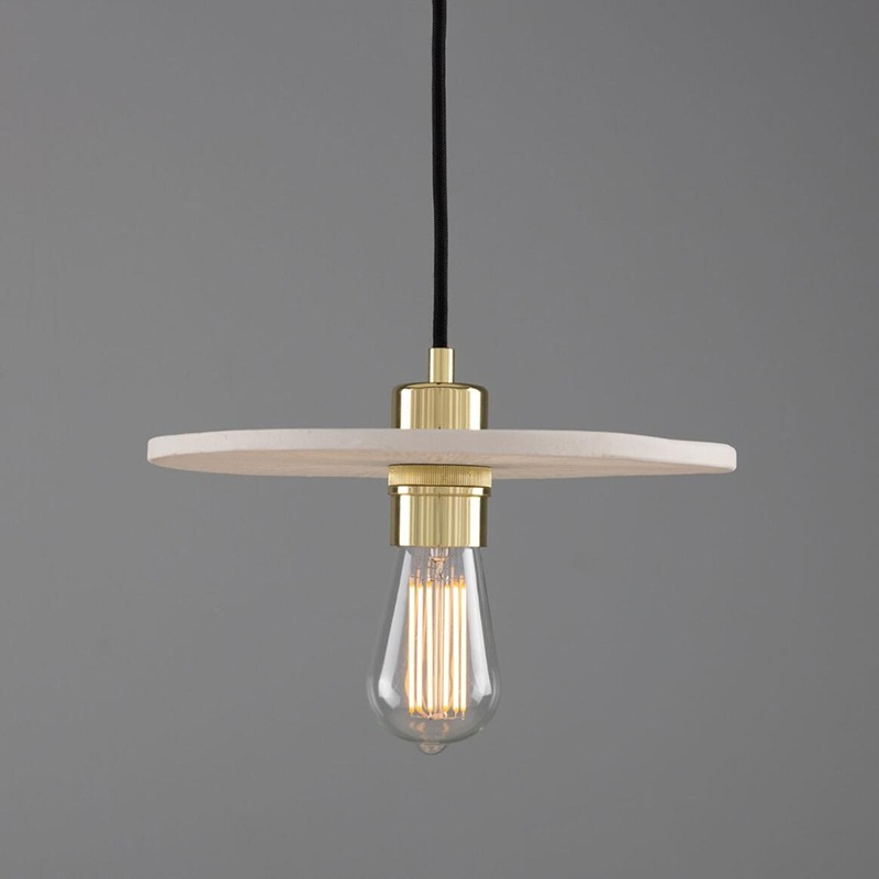 【Mullan】アイルランド「Bog Oak-Organic Ceramic」ディスクペンダントライト 1灯 マットホワイト(φ280×H85mm)