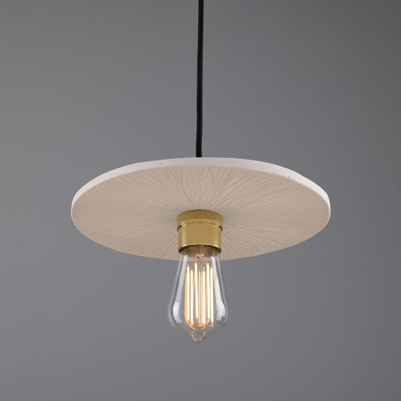 【Mullan】アイルランド「Bog Oak-Organic Ceramic」ディスクペンダントライト 1灯 マットホワイト(φ280×H85mm)