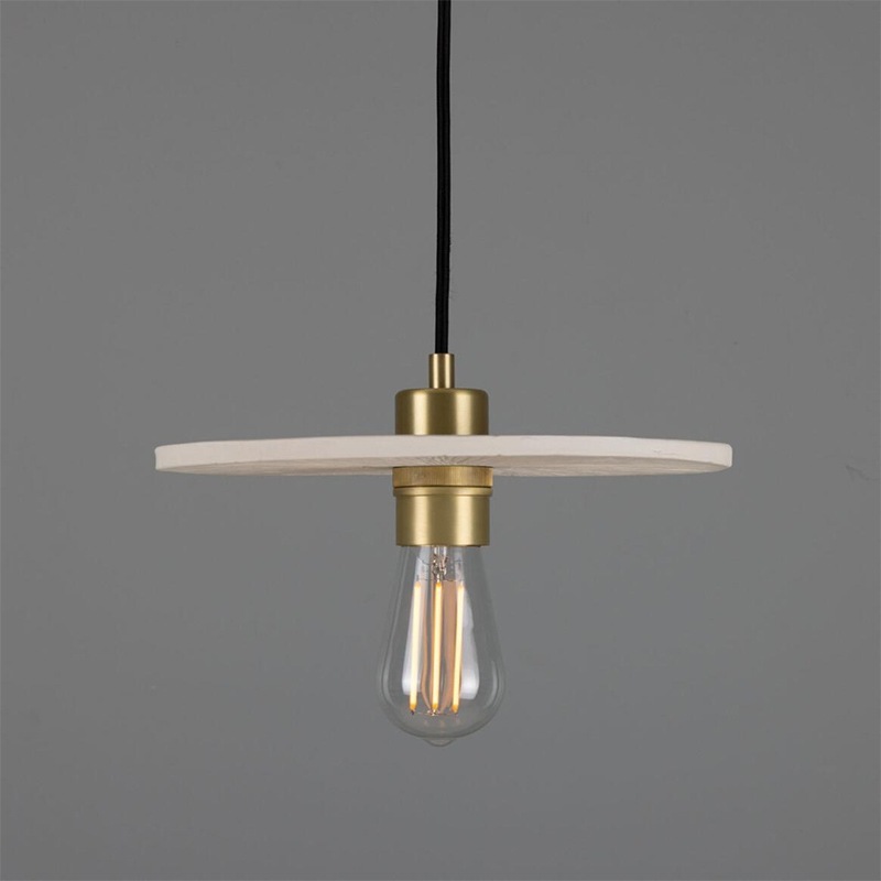 【Mullan】アイルランド「Bog Oak-Organic Ceramic」ディスクペンダントライト 1灯 マットホワイト(φ280×H85mm)