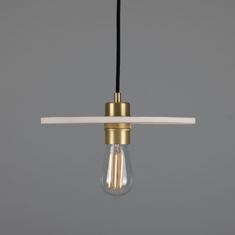 【Mullan】アイルランド「Bog Oak-Organic Ceramic」ディスクペンダントライト 1灯 マットホワイト(φ280×H85mm)