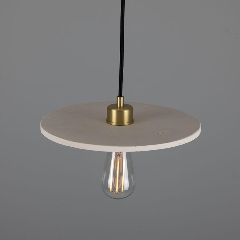 【Mullan】アイルランド「Bog Oak-Organic Ceramic」ディスクペンダントライト 1灯 マットホワイト(φ280×H85mm)