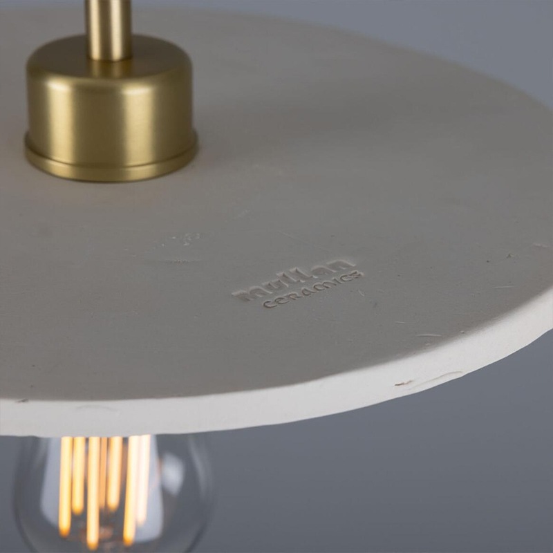 【Mullan】アイルランド「Bog Oak-Organic Ceramic」ディスクペンダントライト 1灯 マットホワイト(φ280×H85mm)