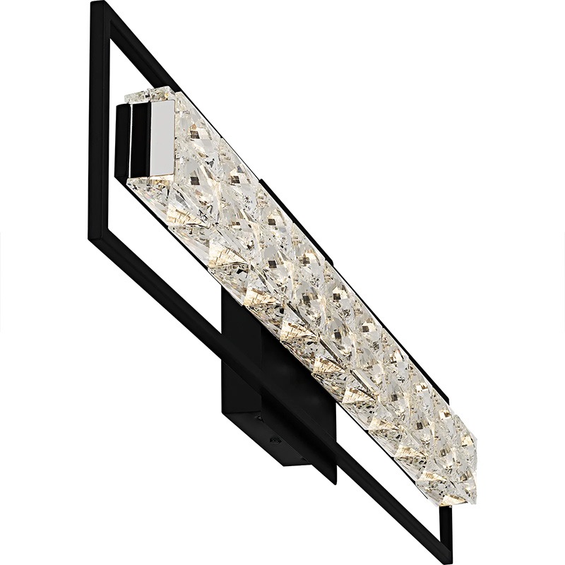 【QUOIZEL】アメリカ・デザイン照明 LED・クリスタルウォールライト「Dazzle」ブラック(W840×D80×H180mm)