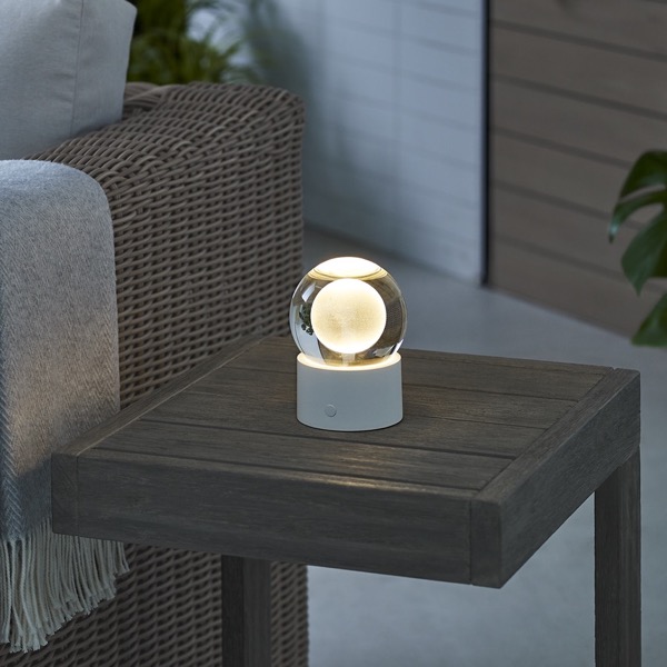 【TECH LIGHTING】アメリカ・テーブルライト「Mina Accent Rechargeable Table Lamp」ホワイト（W102×D102×H140mm）