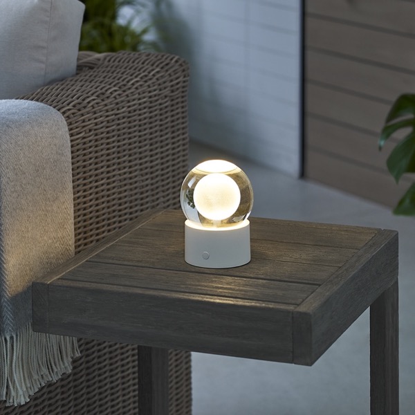【TECH LIGHTING】アメリカ・テーブルライト「Mina Accent Rechargeable Table Lamp」ホワイト（W102×D102×H140mm）