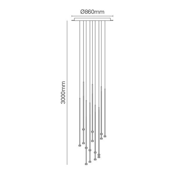 【MARETTI】オランダ・ペンダントライト「BO」16灯  BLACK（φ860×H3000mm）