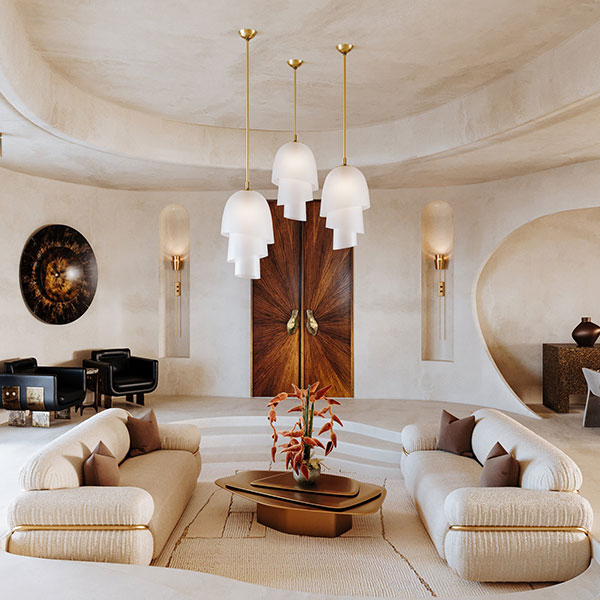 【CORBETT】アメリカ・デザイン照明 ペンダントライト「Hela」ゴールド (W458×H788mm)