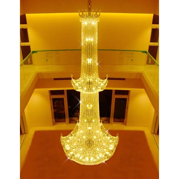 【LA LUCE】大型 エンパイア型チェコクリスタルシャンデリア 90灯(W1500×H3000mm)