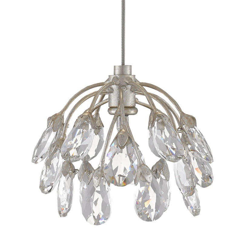 【CURREY】アメリカ・クリスタルシーリングペンダントライト 7灯「Crystal Bud」シルバー（W1473×D203×H177mm）