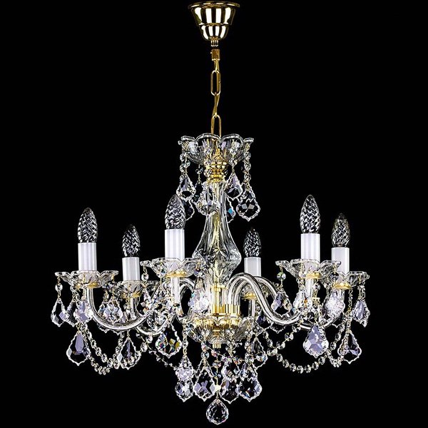 【ART GLASS】クリスタルシャンデリア「TIFFANI」6灯(W560×H490mm)