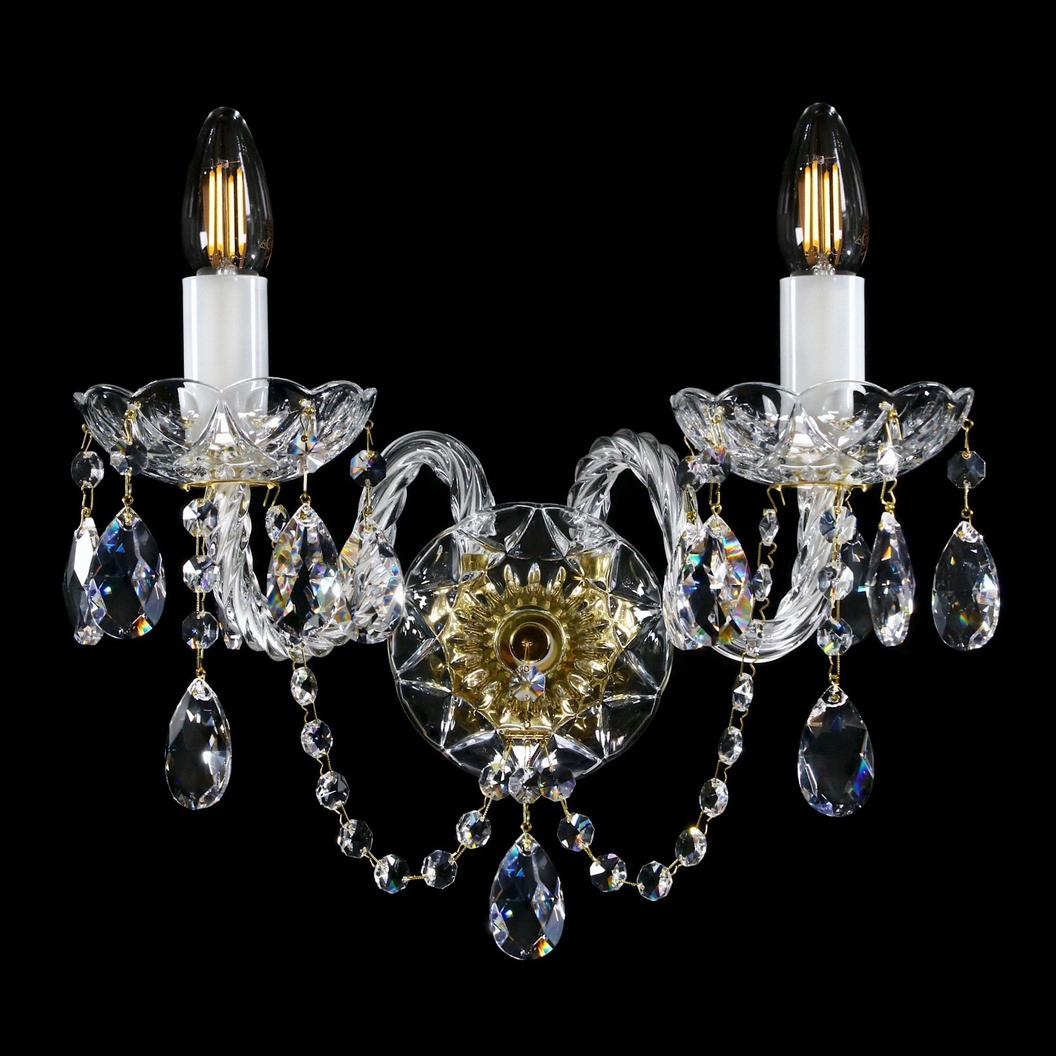 【ART GLASS】クリスタルウォールランプ「FARRAH」2灯(W400×H340mm)